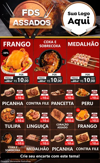 Modelo de Encarte para Encarte Grande com o tema Fim de Semana dos Assados para Assados
