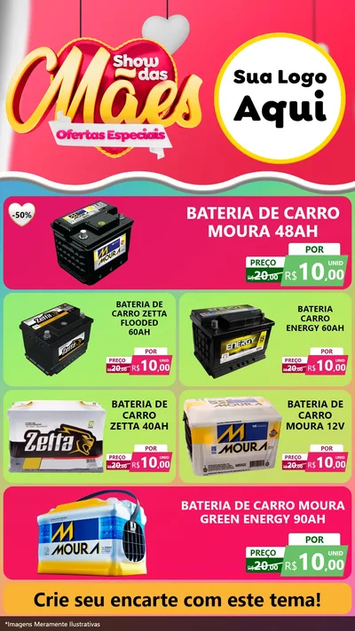 Modelo de TV para TV Vertical com o tema Show das Mães - Ofertas Especiais para Baterias Elétricas