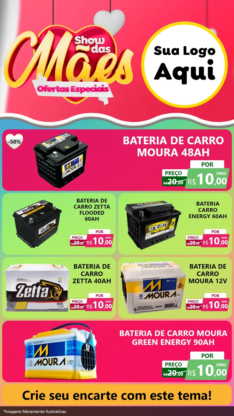 Modelo de TV para TV Vertical com o tema Show das Mães - Ofertas Especiais para Baterias Elétricas