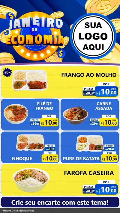 Modelo de TV para TV Vertical com o tema Janeiro da Economia para Restaurante