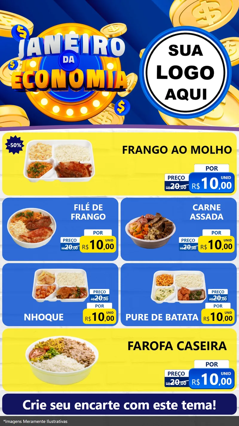 Modelo de TV para TV Vertical com o tema Janeiro da Economia para Restaurante