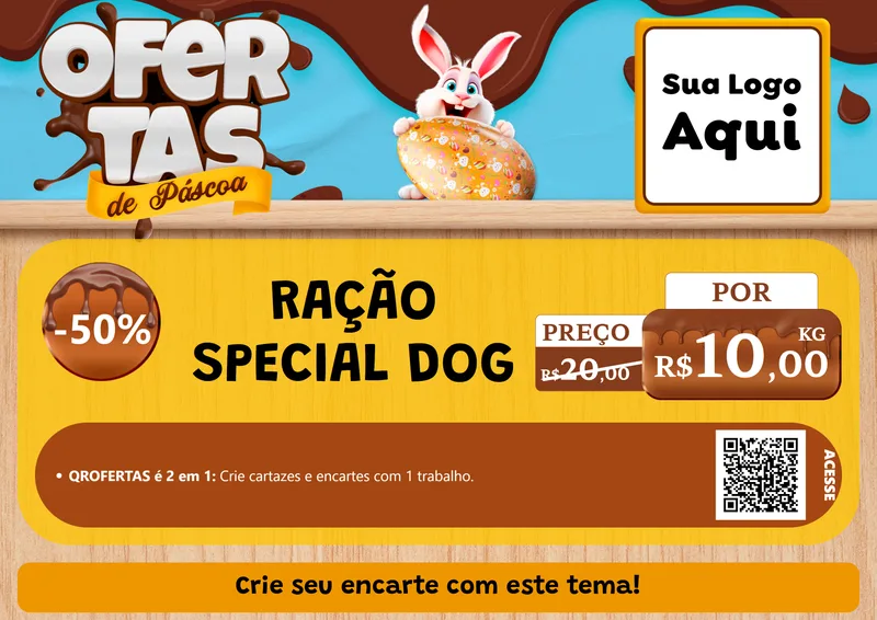 Modelo de Cartaz para Cartaz A4 Horizontal com o tema Ofertas de Páscoa para Pet Shop