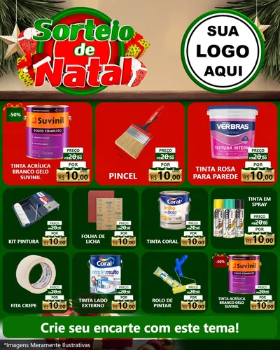 Modelo de Rede Social para Feed Instagram com o tema Sorteio de Natal para Tintas e Ferramentas