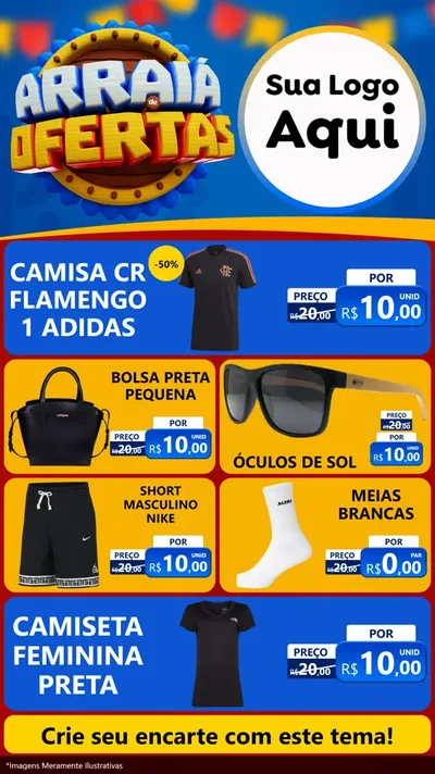 Modelo de TV para TV Vertical com o tema Arraiá de Ofertas - Junina para Roupas e acessórios