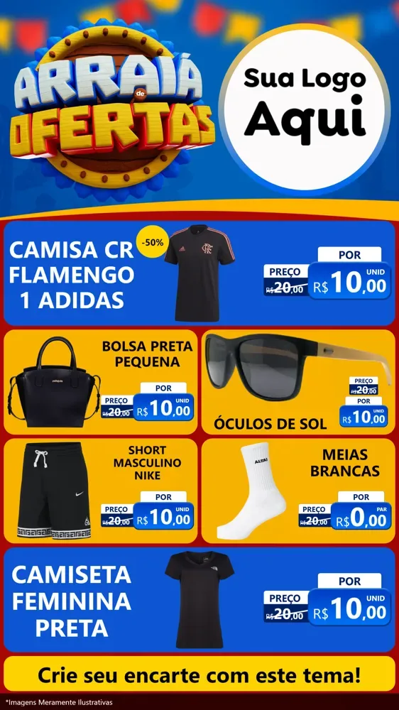 Modelo de TV para TV Vertical com o tema Arraiá de Ofertas - Junina para Roupas e acessórios