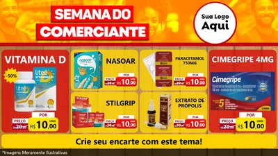 Modelo de TV para TV Horizontal com o tema Semana do Comerciante para Farmácia