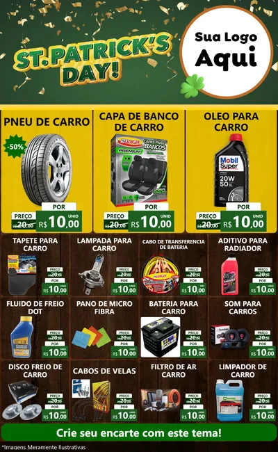 Modelo de Encarte para Encarte Grande com o tema St Patriks Day para Auto peças
