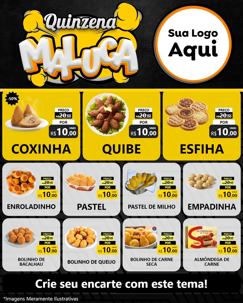 Modelo de Rede Social para Feed Instagram com o tema Quinzena Maluca para Salgadaria