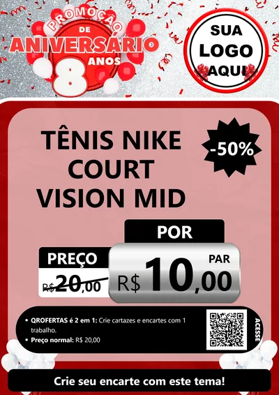 Modelo de Cartaz para Cartaz A4 Vertical com o tema Promoção de Aniversário - 8 Anos para Calçados