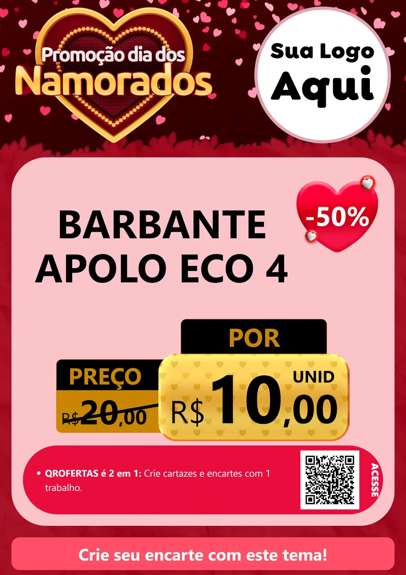 Modelo de Cartaz para Cartaz A4 Vertical com o tema Promoção Dia Dos Namorados para Armarinho e Aviamentos