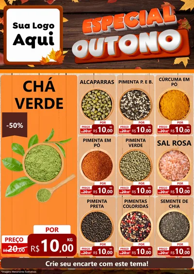 Modelo de Encarte para Encarte A4 Vertical com o tema Especial Outono para Produtos Naturais