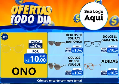 Modelo de Encarte para Encarte A4 Horizontal com o tema Ofertas Todo Dia para Óticas