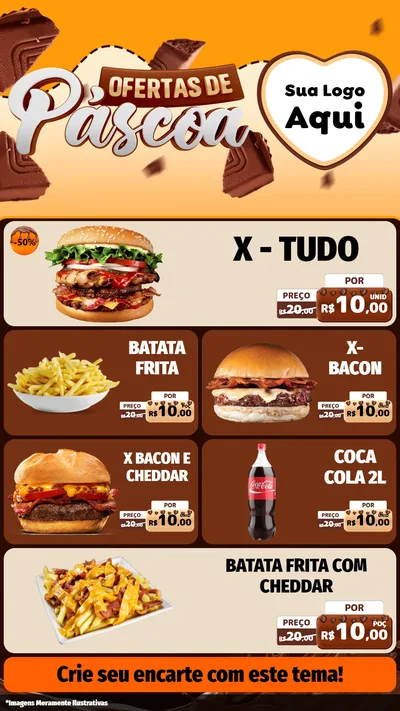 Modelo de TV para TV Vertical com o tema Ofertas de Páscoa para Hamburgueria