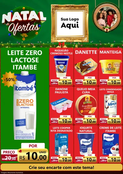 Modelo de Encarte para Encarte A4 Vertical com o tema Natal de Ofertas para Frios e Laticínios