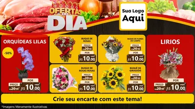 Modelo de TV para TV Horizontal com o tema Ofertas do Dia para Floricultura e jardim