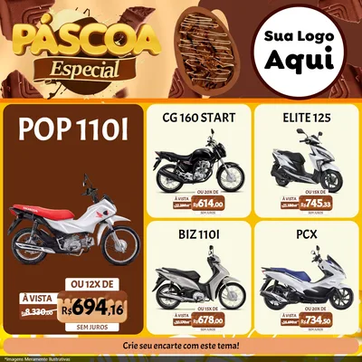 Modelo de Rede Social para Feed Facebook com o tema Páscoa Especial para Concessionaria de Motos