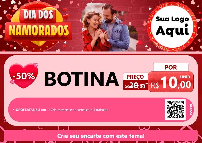 Modelo de Cartaz para Cartaz A4 Horizontal com o tema Dia Dos Namorados para Agropecuária