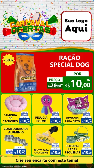Modelo de Rede Social para Stories com o tema Carnaval de Ofertas para Pet Shop