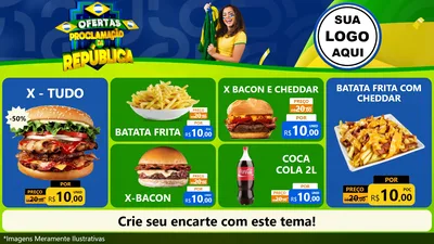Modelo de TV para TV Horizontal com o tema Ofertas Proclamação da República para Hamburgueria