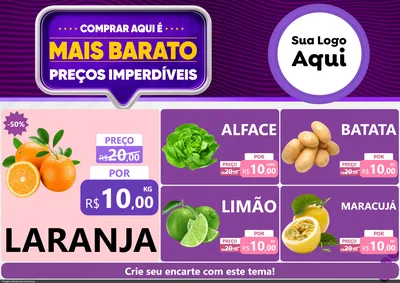 Modelo de Encarte para Encarte A4 Horizontal com o tema Mais Barato para Hortifrúti