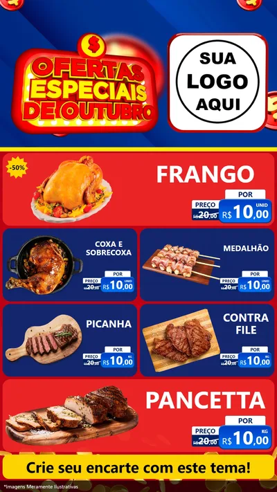 Modelo de TV para TV Vertical com o tema Ofertas Especiais de Outubro para Assados