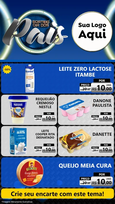 Modelo de TV para TV Vertical com o tema Sorteio Dia Dos Pais para Frios e Laticínios
