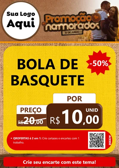 Modelo de Cartaz para Cartaz A4 Vertical com o tema Promoção Namorados para Artigos Esportivos
