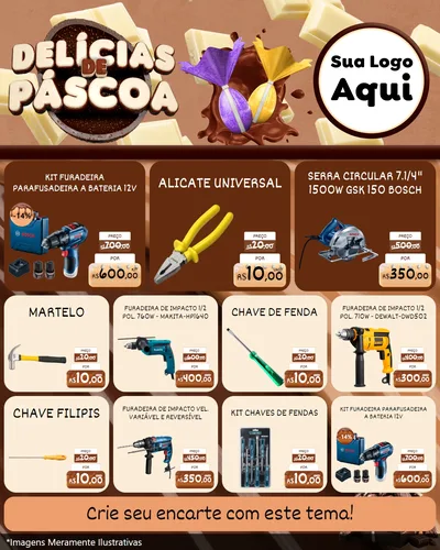 Modelo de Rede Social para Feed Instagram com o tema Delícias de Páscoa para Maquinas e Ferramentas