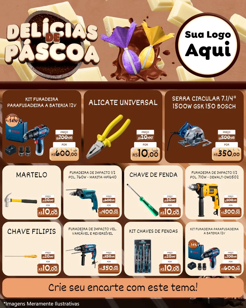 Modelo de Rede Social para Feed Instagram com o tema Delícias de Páscoa para Maquinas e Ferramentas