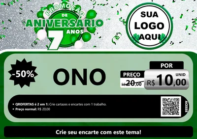 Modelo de Cartaz para Cartaz A4 Horizontal com o tema Promoção de Aniversário - 7 Anos para Óticas