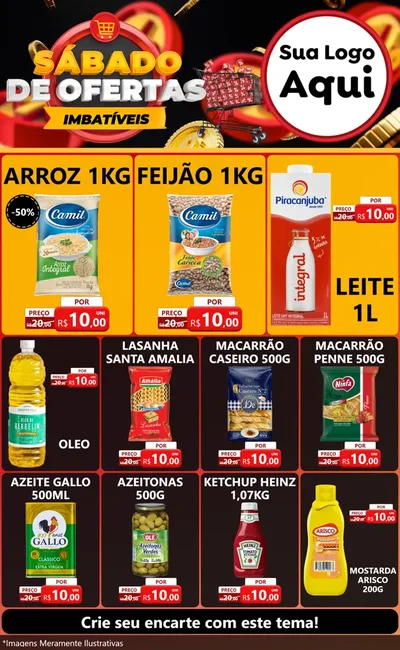 Modelo de Encarte para Encarte Grande com o tema Sábado de Ofertas Imbatíveis para Supermercado