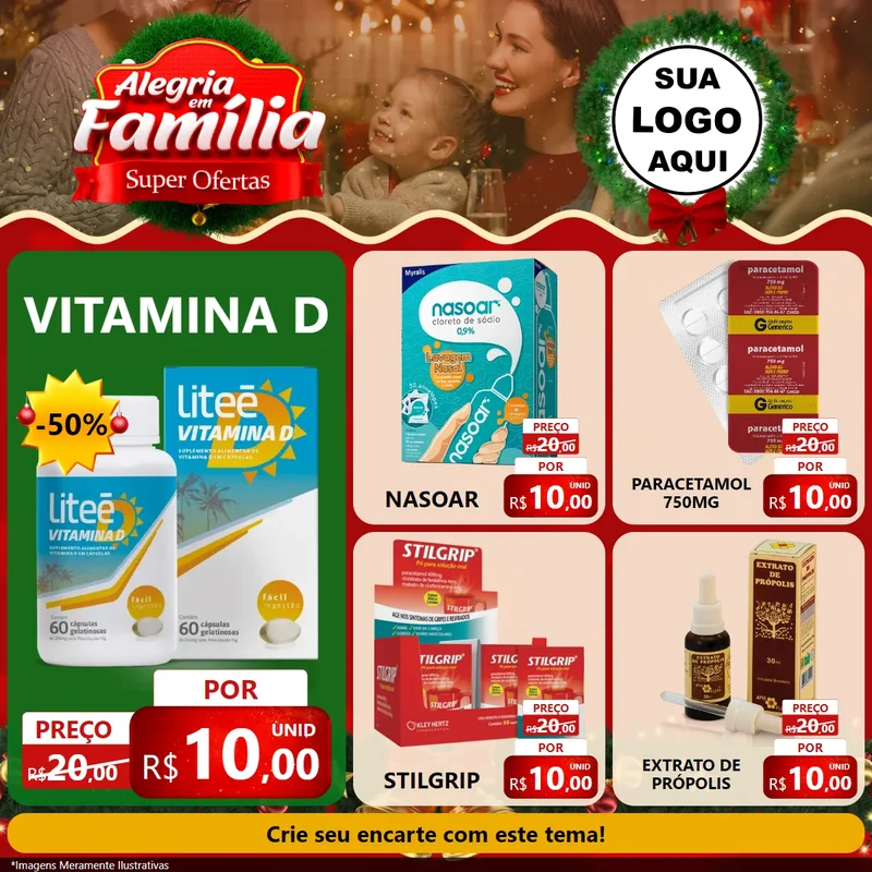 Modelo de Rede Social para Feed Facebook com o tema Alegria Em Família - Super Ofertas para Farmácia