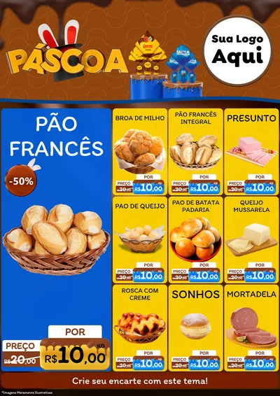Modelo de Encarte para Encarte A4 Vertical com o tema Páscoa para Padaria