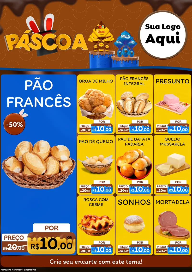 Modelo de Encarte para Encarte A4 Vertical com o tema Páscoa para Padaria