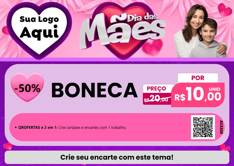 Modelo de Cartaz para Cartaz A4 Horizontal com o tema Dia das Mães para Brinquedos