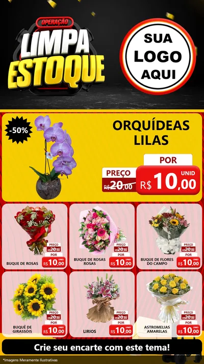 Modelo de Rede Social para Stories com o tema Operação Limpa Estoque para Floricultura e jardim