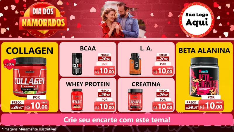Modelo de TV para TV Horizontal com o tema Dia Dos Namorados para Suplementos alimentares