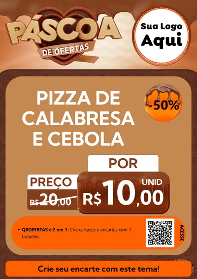 Modelo de Cartaz para Cartaz A4 Vertical com o tema Páscoa de Ofertas para Pizzaria