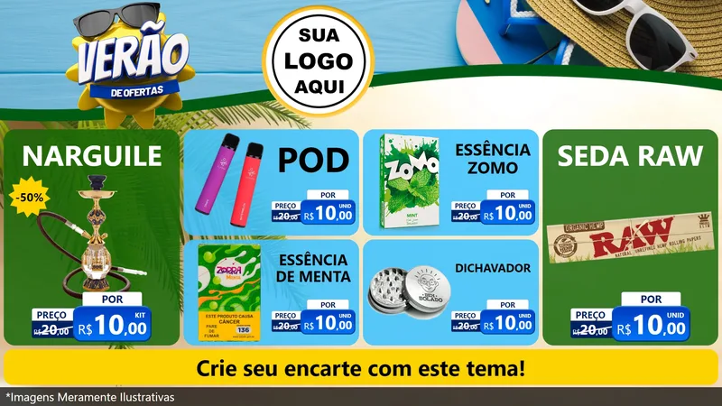 Modelo de TV para TV Horizontal com o tema Verão de Ofertas para Tabacaria