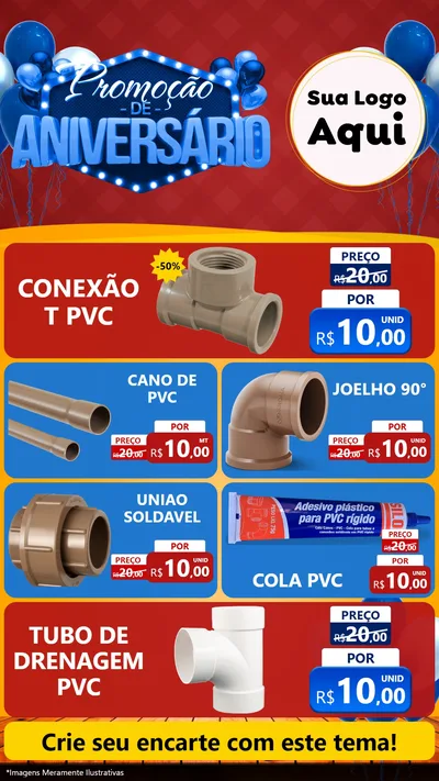 Modelo de TV para TV Vertical com o tema Promoção de Aniversário para Tubos e conexões