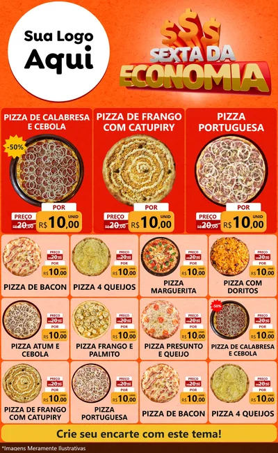 Modelo de Encarte para Encarte Grande com o tema Sexta da Economia para Pizzaria