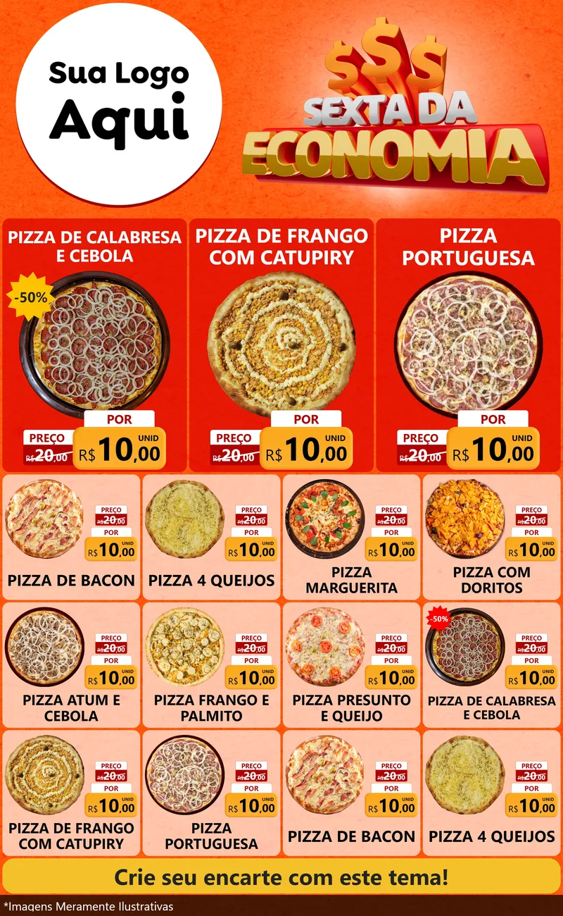 Modelo de Encarte para Encarte Grande com o tema Sexta da Economia para Pizzaria