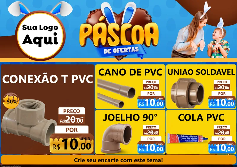 Modelo de Encarte para Encarte A4 Horizontal com o tema Páscoa de Ofertas para Tubos e conexões