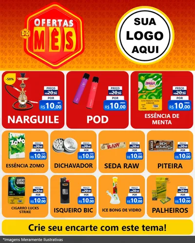 Modelo de Rede Social para Feed Instagram com o tema Ofertas do Mês para Tabacaria
