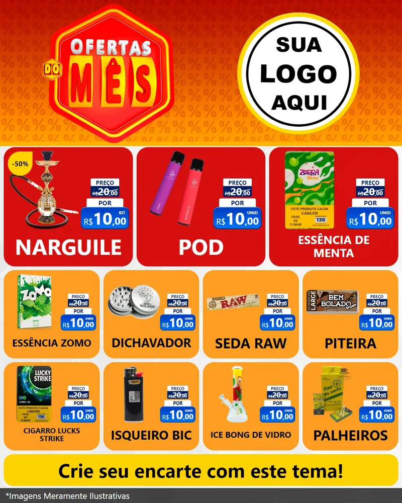 Modelo de Rede Social para Feed Instagram com o tema Ofertas do Mês para Tabacaria