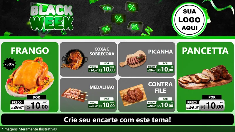 Modelo de TV para TV Horizontal com o tema Black Week para Assados