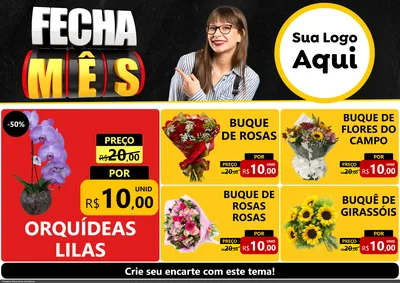 Modelo de Encarte para Encarte A4 Horizontal com o tema Fecha Mês para Floricultura e jardim
