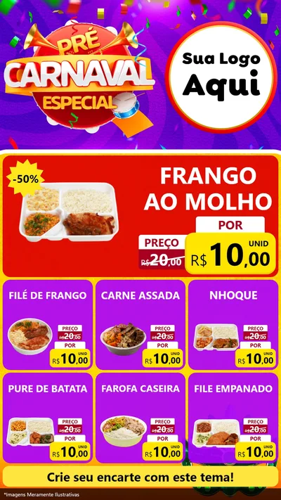 Modelo de Rede Social para Stories com o tema Pré-Carnaval Especial para Restaurante