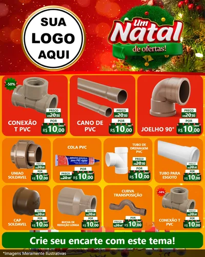 Modelo de Rede Social para Feed Instagram com o tema Um Natal de Ofertas para Tubos e conexões