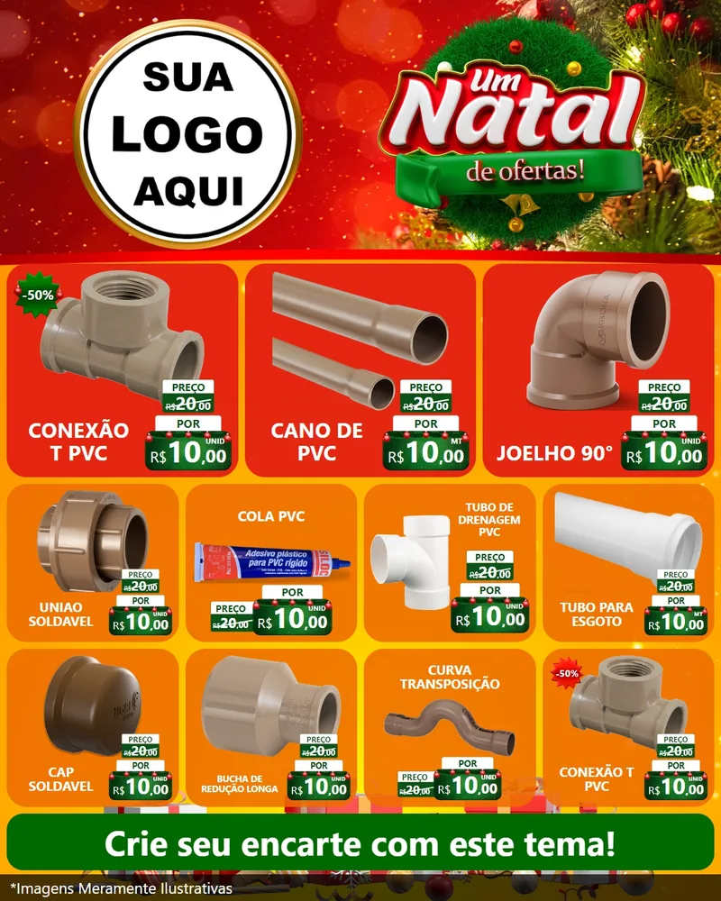 Modelo de Rede Social para Feed Instagram com o tema Um Natal de Ofertas para Tubos e conexões